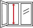 Измерьте ВЫСОТУ светового проёма при открытой створке окна.